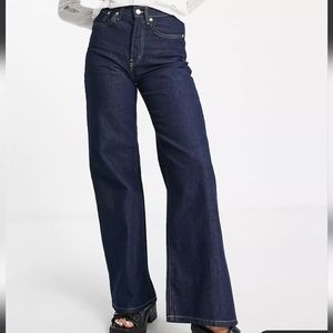 Only Hope high waisted wide leg jeans in dark blue jeans sz 30/34